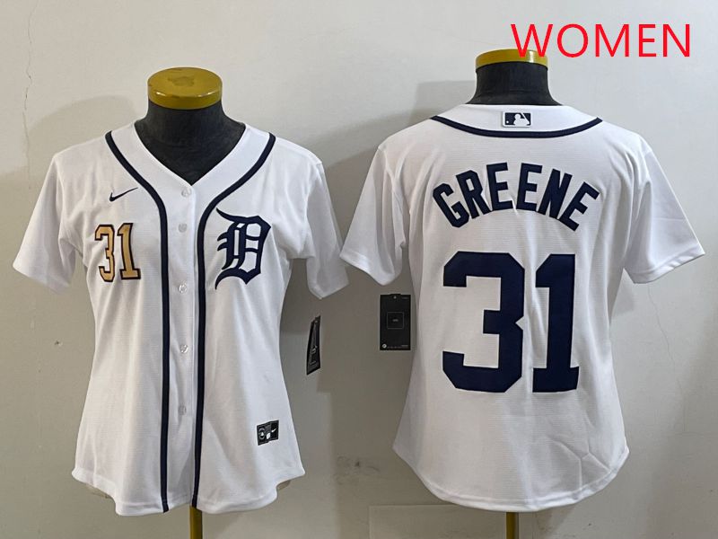 Women Detroit Tigers 31 Greene White Game 2025 Nike MLB Jersey style 2